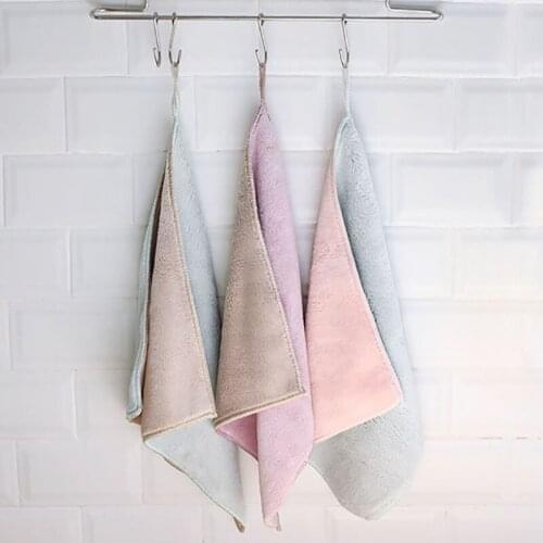 3Pcs Micro Fiber Cleaning Cloth Kitchen Towel Double-face Thick Dishcloth Water Absorbent Home Wash Cloth For Kitchen
