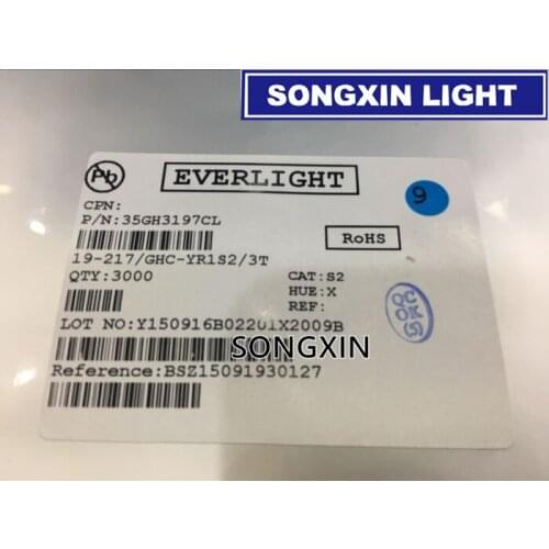 3000pcs 0603 LED Pure Green light emitting diodes SMD Original EVERLIGHT 19-217/GHC-YR1S2/3T 0603 SMD LED GREEN DIODES