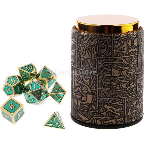 7PCS Metal Polyhedral Dice D4-D20 for Dungeons and Dragons Board Game Accessories &Dice Cup