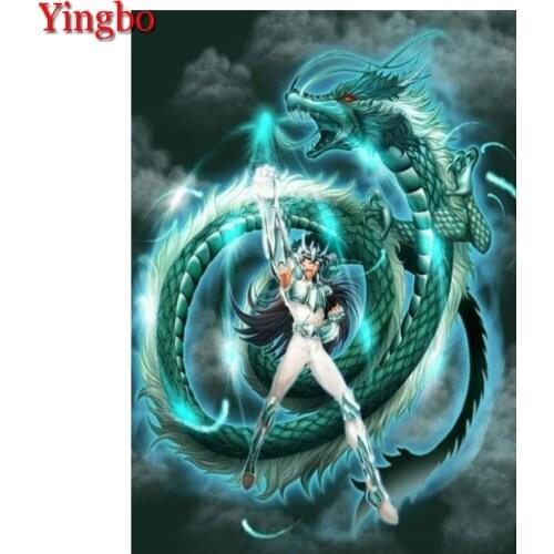 DIY 5D Diamond Painting Anime samurai and dragon full Circular Drill Embroidery Cross Stitch Rhinestone Decoration Painting