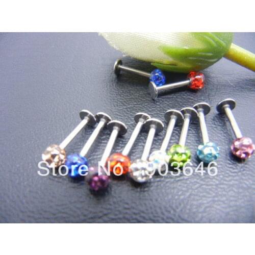 Free shippment LOT50pcs Body Jewelry - Lip Labret Ring Bar Lip Piercing Ear helix bar Mix Colors Smoothly Design