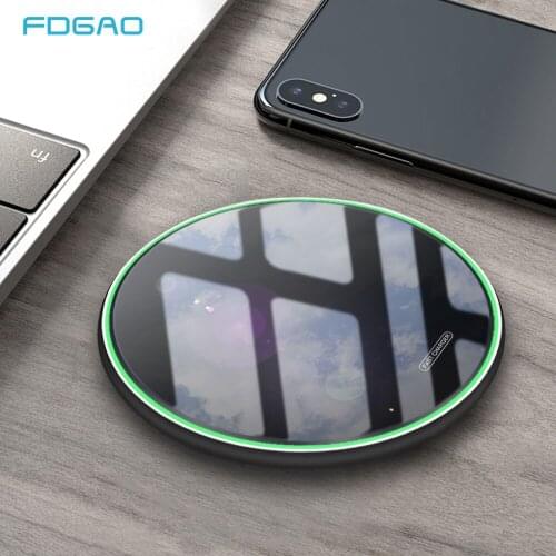FDGAO Qi Wireless Charger 10W QC 3.0 Fast Charge for iPhone 11 XS XR X 8 Samsung S20 S10 S9 S8 Xiaomi Mi 10 9 Quick Charging Pad