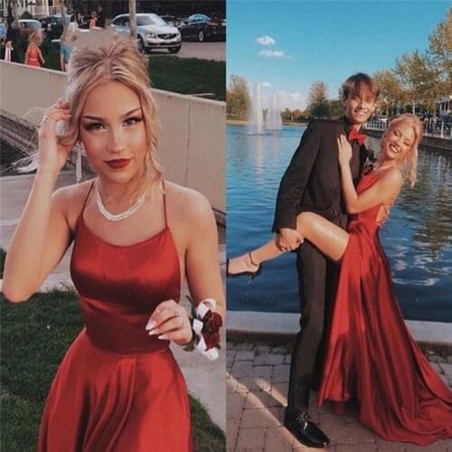 Burgundy Halter Neck Prom Dresses Sexy Backless Front Split Satin A-line Prom Party Dress vestidos de festa longo 2021 Multi