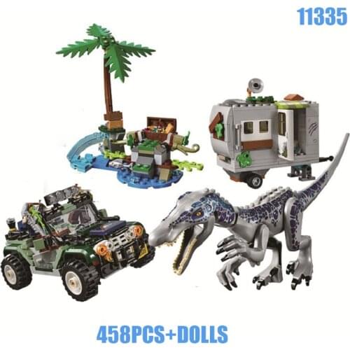 Dinosaur War World Series Car Velociraptor Model Building Blocks Toys For Child For Boys Birthday Christmas Gifts 11335