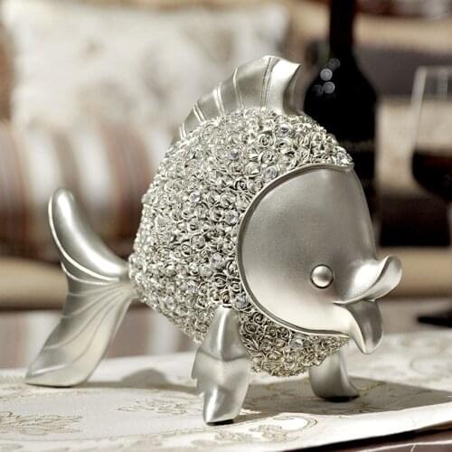 European Resin Fish Figurines Art Crafts Home Furnishing Decoration Livingroom Table Animal Ornaments Christmas Wedding Gift Art