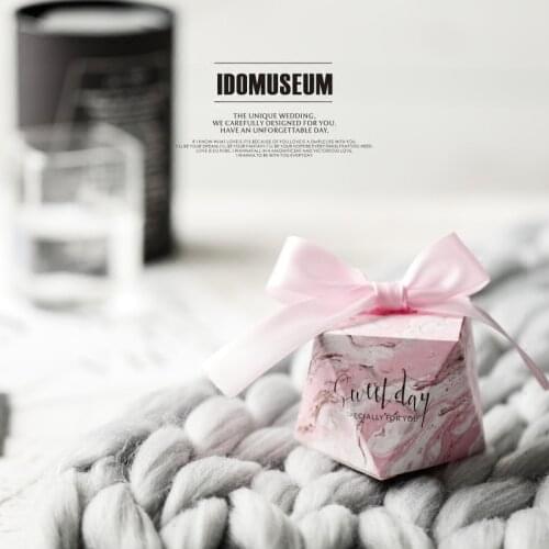 European elegant Champagne color diamond ring marble Candy Boxes Wedding Favors Bomboniere paper Gift Box Party Chocolate box