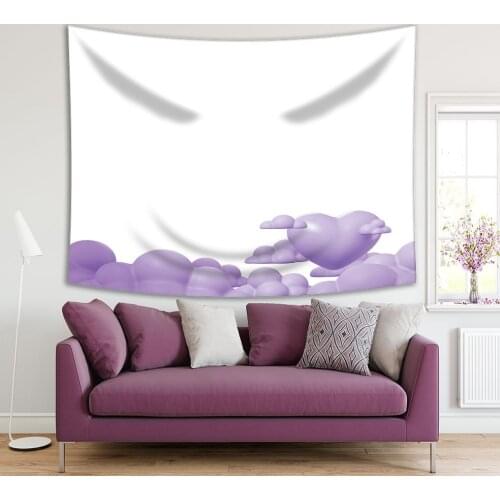 Tapestry Love in the Air Big Heart in the Sky over Cloud Romantic Sweet Artwork Printed Purple White