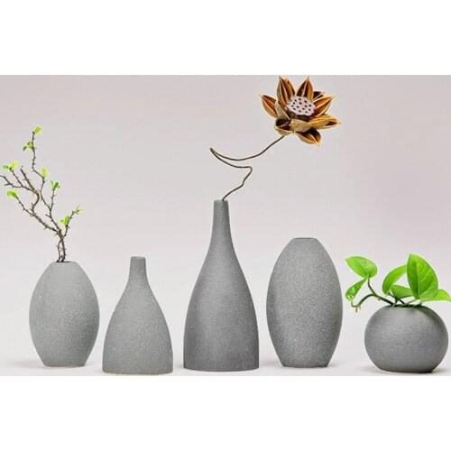 Ceramic Vase Flower Vase for Home Furnishing Model Room Decor Style Dry Ash Flower Vase 5 Shape 3 Color decor accessories
