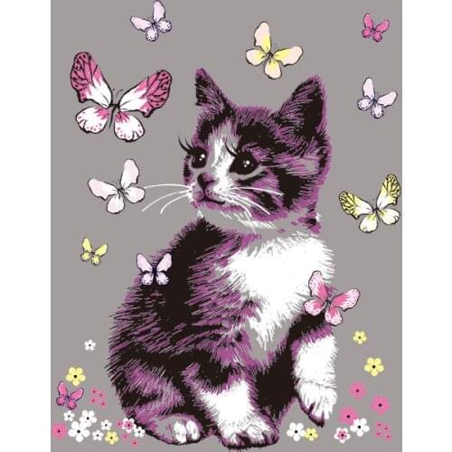 Adhesive On Girls Clothes Cute Cat Patch For Dresses Eco Stripe Stickers Washable Diy T-shirt Patches