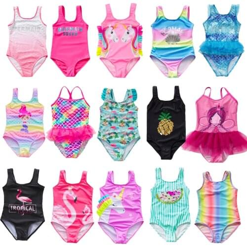 2-16years Girls Swimsuit One Piece Swimsuit 2021 Fashion Rainbow Mermaid Swimwear For Children Summer Bathing Suits