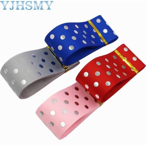L-20910-968 1-1/2”Hot silver Dots print Pattern Ribbon , 5 yards DIY handmade hair accessories Material , Bow Decoration