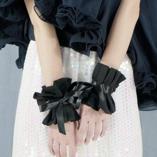 Fashionable black bows decorate fake beaded Tassel sleeve gauze fantastic sense flowing Department perspective decorated