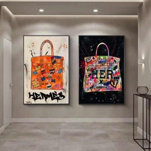 Trendy handbag Posters and Prints Modern Graffiti Art Canvas Wall Art Luxury Bag for Women Room Cuadros Decor Painting Picture