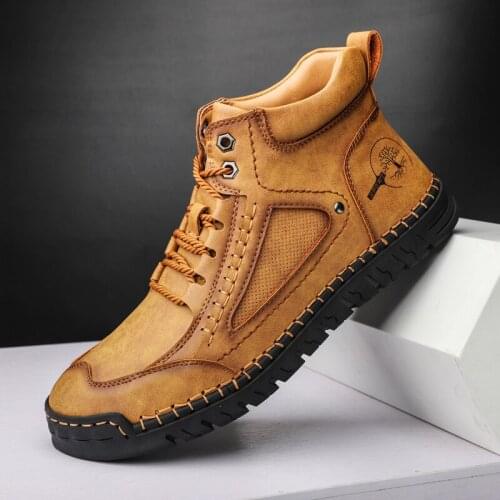 Men Luxury Designer Sneakers Hiking Climbing Ankle Boots Genuine Leather Zapatos De Hombre Casual Handmade High Quality Flat
