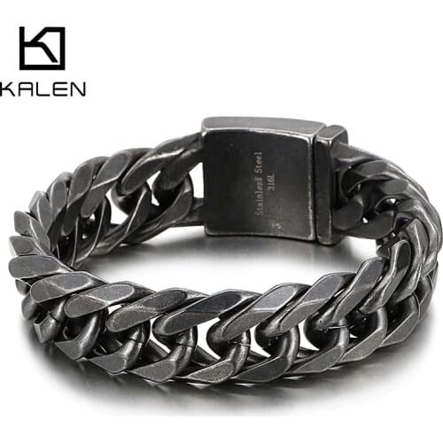Kalen 316L Stainless Steel Mens Vintage Bracelet Two-Color Optional 220mm Jewelry Gift