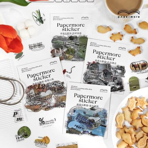 40pcs Small Size Pattern PET Sticker Pack Literary Daily Decoration Material Creative Waterproof Journal Sticker Supplies Kawaii