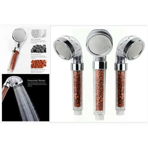 Shower Bath Head High Pressure Stone Stream Handheld Shower Head With Negative Ion Activated Ceramic Balls Dropshipping