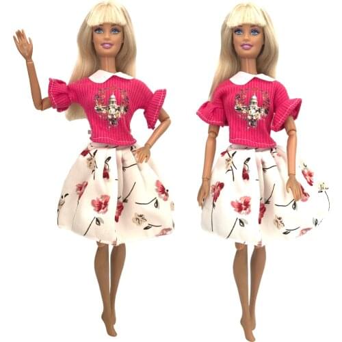 NK 1X Doll Noble Ancestral Red Mid-sleeve Top Fashion Floral Dress Suitable For Barbie Doll Accessories Doll Best Child Gift 8X