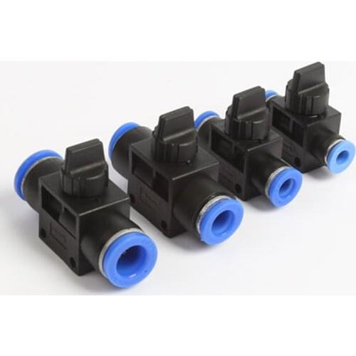 Pneumatic Fittings HVFF 6mm 8mm 10mm 12mm Hose Push In Plastic Hand Valve For air Two-Way Flow Limiting Quick Connector