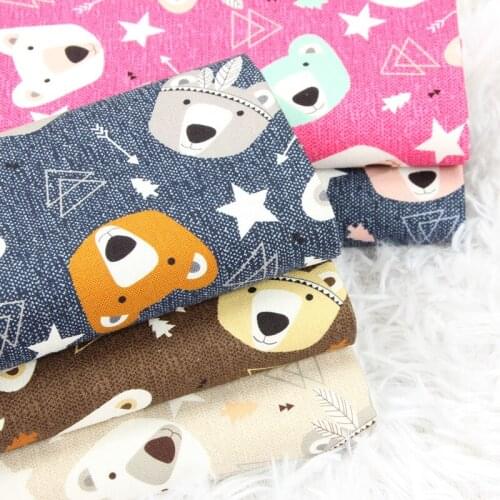Half yard thicken cotton fabric with Japanese bear print, handmade DIY bag mouth gold package tissue 100% cotton