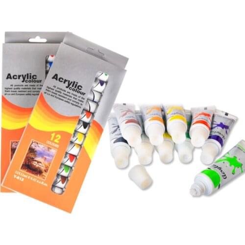 12 ml 12 Kleur Professionele Acryl Verf Aquarel Set Hand Muur Schilderen Borstel