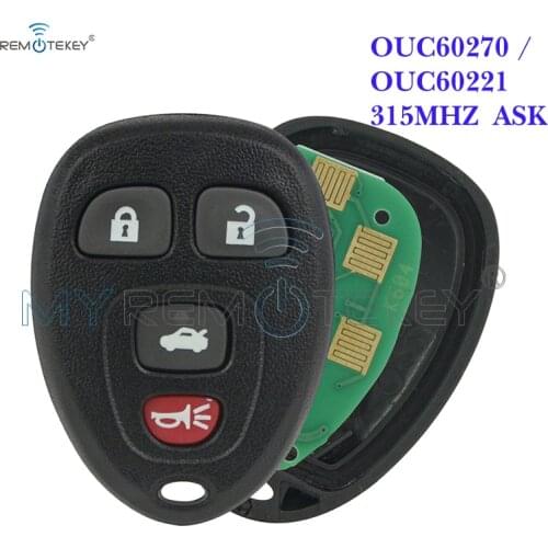 Remtekey OUC60270/OUC60221 Remote Fob 315Mhz 4 button for Cadillac DTS for Chevrolet Monte Carlo Impala 2006 2007