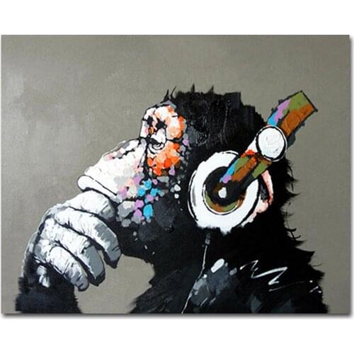 Hand Painted Canvas Oil Paintings Cool Monkey Wall Art Home Living Room Wall Decor Animals Pictures Kids Room Art Decor Mural