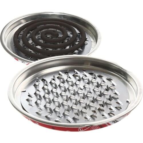 Stainless steel serrated mesh mosquito coil tray Fireproof mosquito coil tray Mosquito coil holder box with ash tray