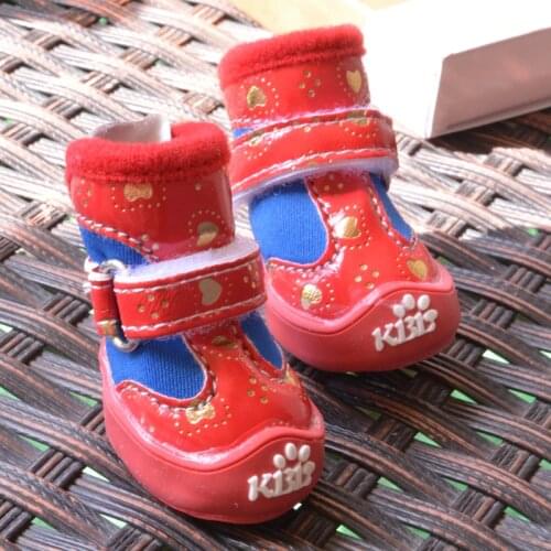 Bling Dog Shoes Dog-accessories Winter Warm Pet Little Small Animal Puppies Cat Boots Non-slip Botton New Year Chihuahua Stock