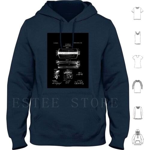 Snare Drum Patent-Black Hoodies Long Sleeve Patent Patent Black And White Patent Patent Art Geek Art Invention Vintage