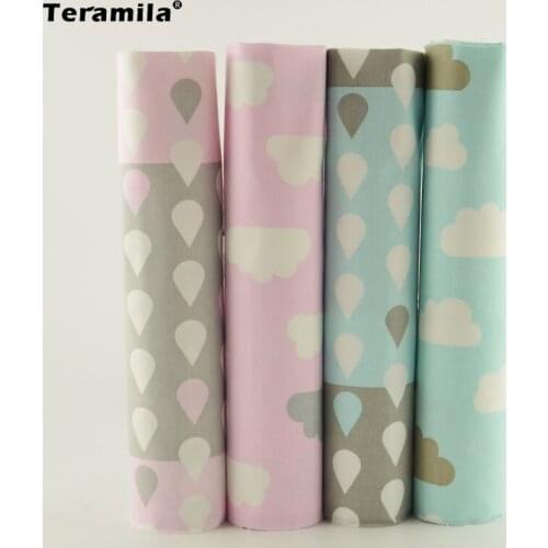 Teramila 4pcs/lot 40cm*50cm Blue Pink Cotton Fabric For Home Textile Bedding Quilting Tissue Patchwork Cushion Fabric Aquare