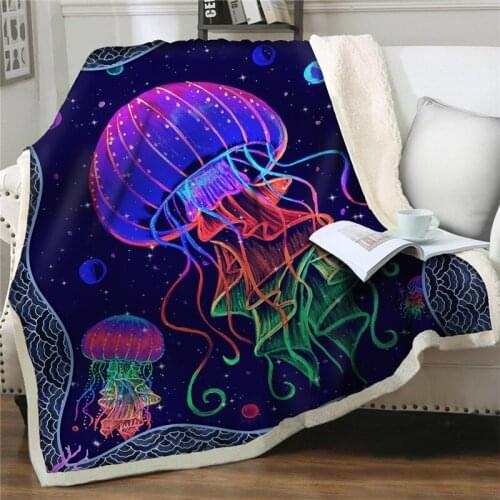 Gorgeous jellyfish 3d Printed soft flannel Fleece Blankets for Bed sofa Thick Quilt cover Fashion Bedspread Sherpa Throw Blanket