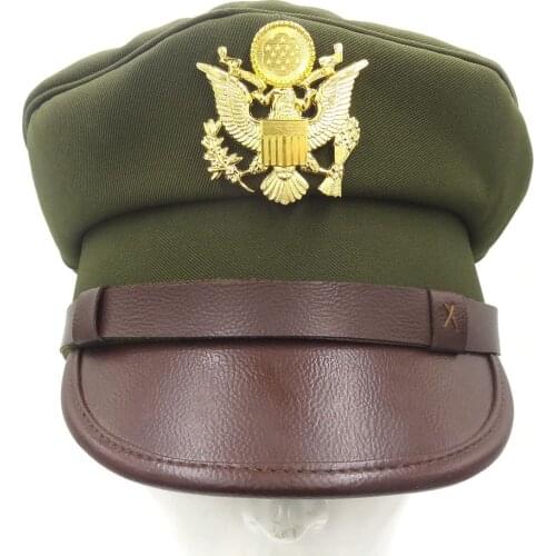 WWII WW2 US Air Force USAF Officer Cap Hat With Golden Eagle Badge AAF Cap
