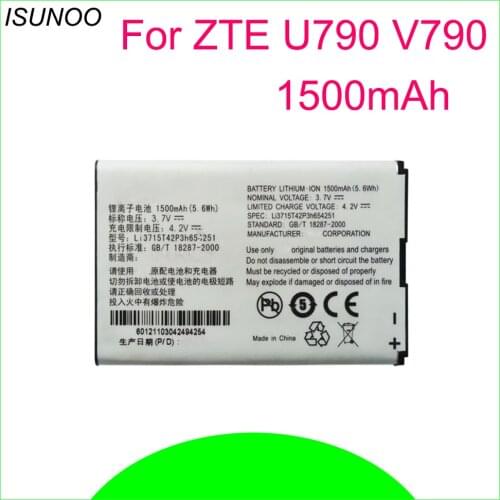 ISUNOO LI3715T42P3H654251 Battery For ZTE U790 V790 N790 N790S U805 U232 U230 Battery Replacement