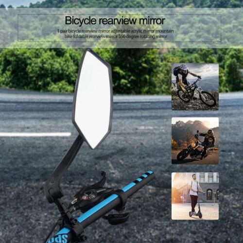2pcs Bike Rear View Mirror 360 Degree Rotating Mirror For Mountain Bike Cycling Flexible Safety Multiple Features Accessories