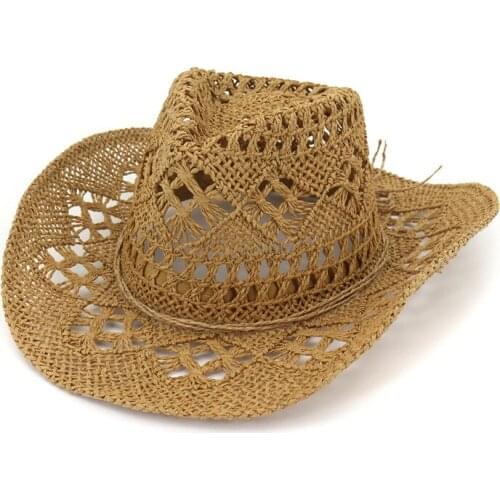 Women hats summer spring handmade hollow straw hat solid band rope bowknot outdoor casual elegant sun hats sombrero vaquero rosa
