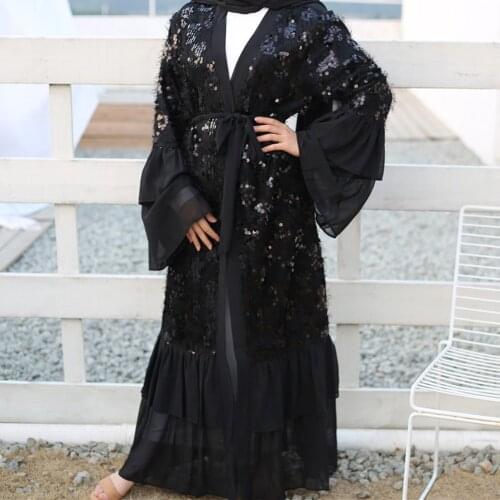 Sequin Abaya Kimono Cardigan Dubai Hijab Muslim Dress Abayas For Women Turkish Dresses Islamic Clothing Caftan Moroccan Kaftan