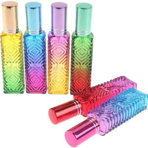1PCS 15ml Empty Perfume Bottle Colorful Square Glass Mini Fragrance Refillable Glass Vials Cosmetic Packaging Spray Bottle