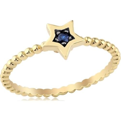 14k Gold Natural Sapphire Star Gemstone Ring PY1091-5