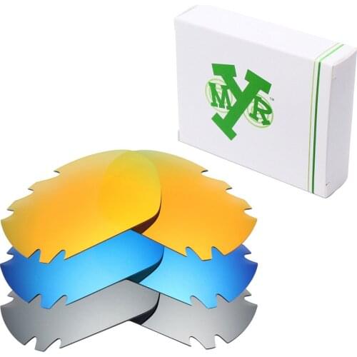 3 Pairs Mryok POLARIZED Replacement Lenses for Oakley Jawbone Vented Sunglasses Ice Blue & Fire Red & Silver Titanium