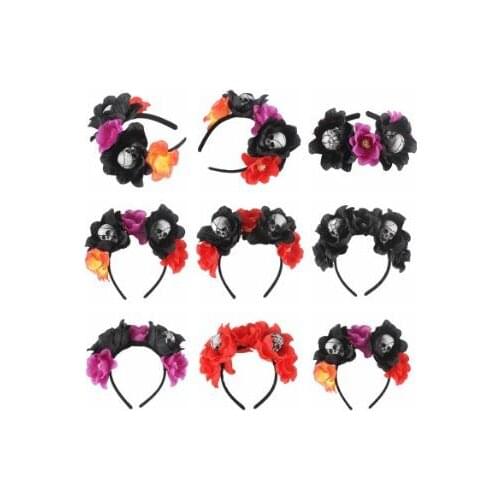 36pcs/lot DIY Simple Multi Fabrics Simulation Flowers Foam Skull Head Bands HeadBands Hair Styling Tools Accessory HA1505