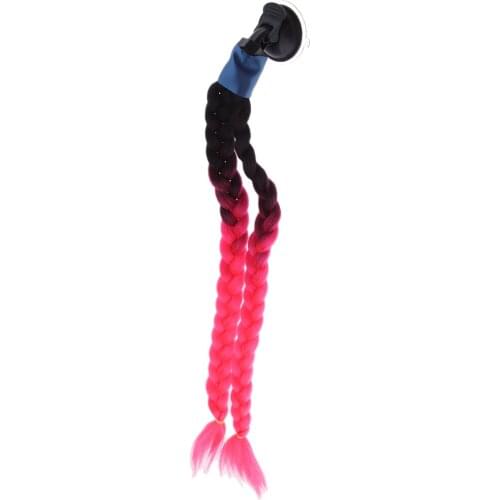 54cm/21'' Helmet Pigtail Twin Braid Hair with Suction Cup Bowknot