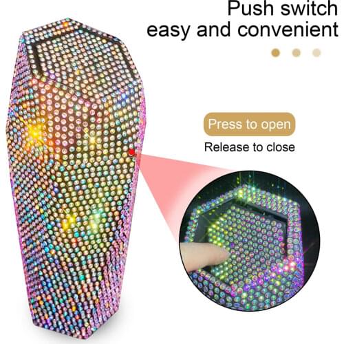 Car Trash Can,Bling Car Garbage Can Container Hanging Wastebasket Rhinestone Auto Trash Bin with Lid