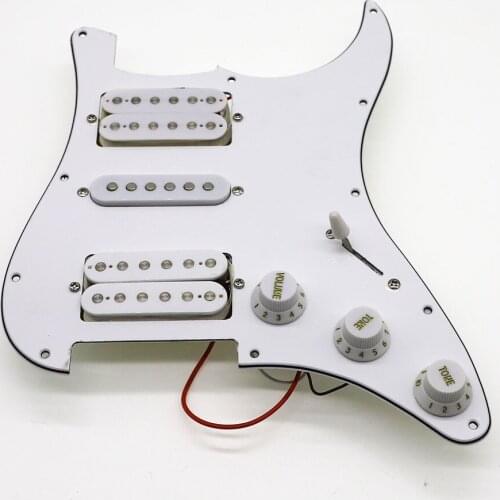White Loaded Strat Guitar Pickguard Prewired ST Pickguard with Ceramic Single Coils Humbucker Pickups Fits For Fender