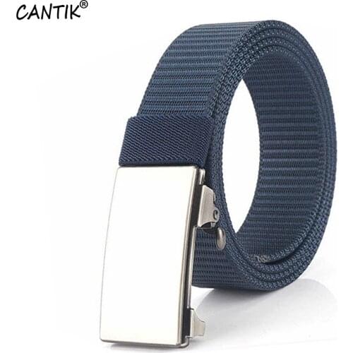 CANTIK Mens Design Sliver Blank Automatic Buckle Canvas Belts Quality Fashion Nylon Belt for Men Clothing Accessories CBCA182
