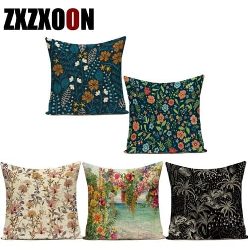Decorative Throw Pillows Case Plant Leaf Flowers Sofa Cushion Cover for Sofa Home Car Living Room Decoration
