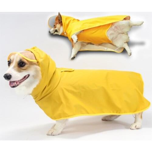 Dog Raincoat Waterproof Soft PU Breathable Dog Rain Jacket for Small Dog Hooded Dog Rain Coat with Transparent Cap Protect Belly