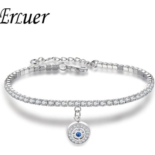 ERLUER Trendy Silver Color Bracelets & Bangles for women Cubic Zirconia Blue eyes elegant fashion wedding Bracelets Jewelry