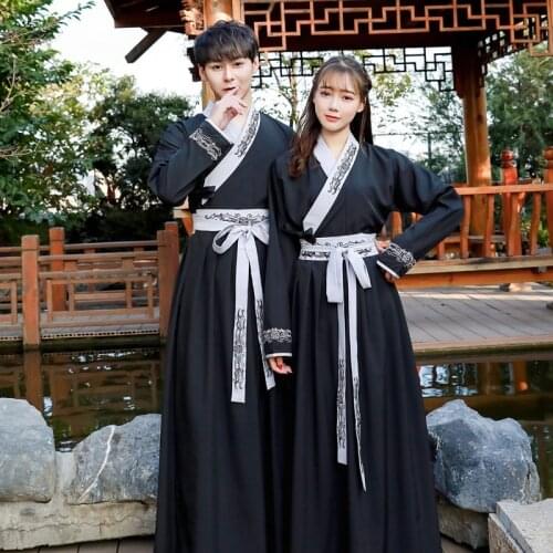 Chinese Traditional Hanfu Costume Men Black Hanfu Festival Outfit Women Ancient Han Dynasty Princess Clothing Hanfu Dress SL4185