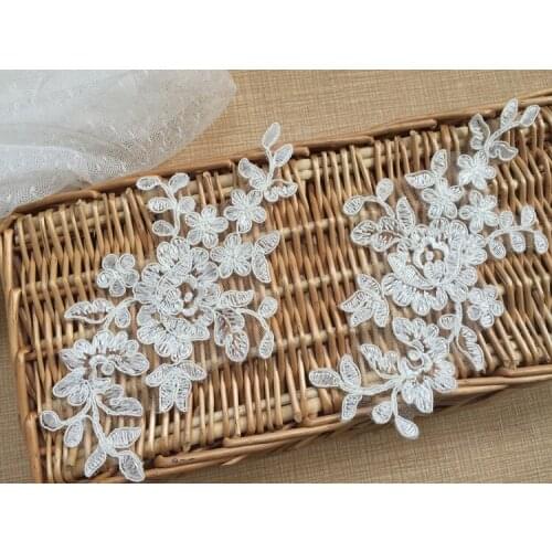 Lace Applique Medallions Piece Lace Embroidery Applique Lace DIY Wedding Dress flowers applique motif